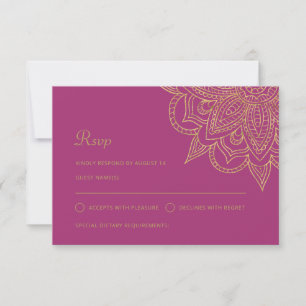 Cartons Réponse Mariage indienne moderne de luxe rose Mehndi Hindu