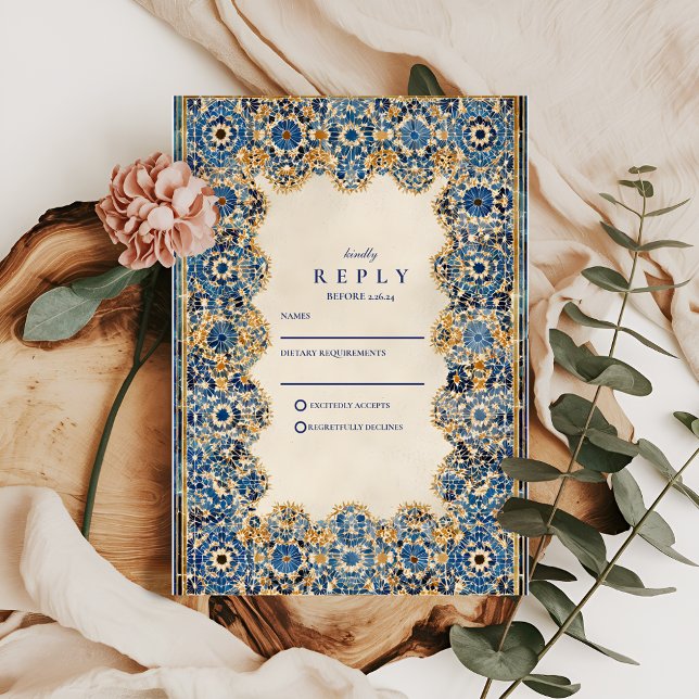Cartons Réponse Mariage islamique bleu royal (Créateur téléchargé)