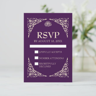 Cartons Réponse Mariage islamique Royal Plum