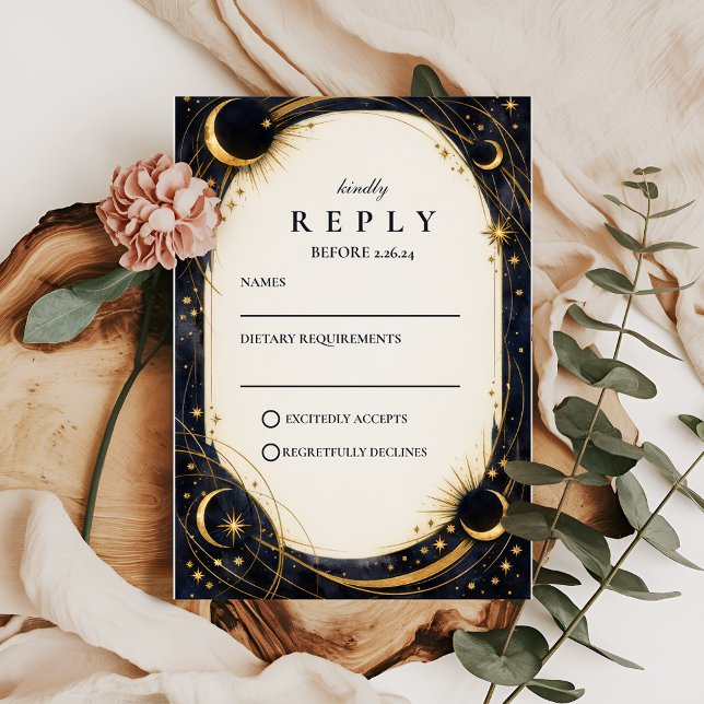 Cartons Réponse Mariage Jardin de Nuit Céleste (Créateur téléchargé)