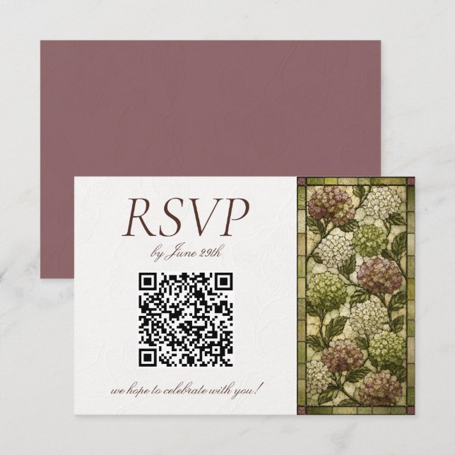 Cartons Réponse Mariage Jardin de Verre Coloré (Devant / Derrière)