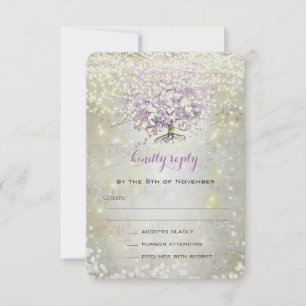 Cartons Réponse Mariage Lavender Fairytale Lumières et étoiles