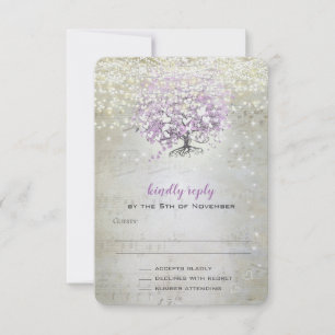 Cartons Réponse Mariage Lavender Fairytale Lumières et étoiles