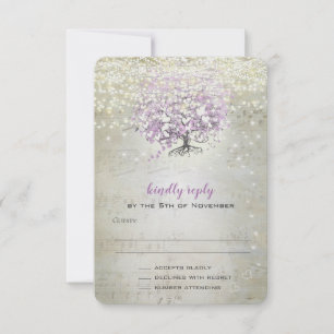 Cartons Réponse Mariage Lavender Fairytale Lumières et étoiles
