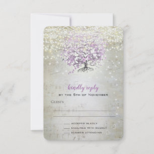 Cartons Réponse Mariage Lavender Fairytale Lumières et étoiles
