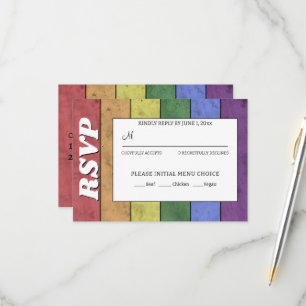 Cartons Réponse Mariage LGBT drapeau fierté Vintage Enregistrer la