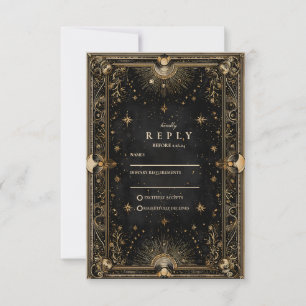 Cartons Réponse Mariage Luxueux Céleste de Minuit