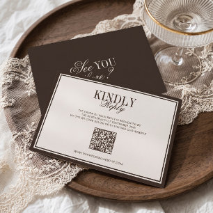 Cartons Réponse Mariage Luxueux Classique Brun Crème Ancien Argent