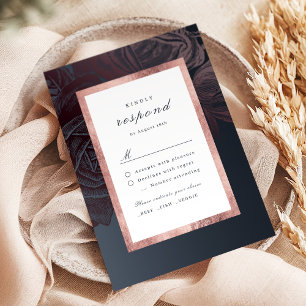 Cartons Réponse Mariage luxueux de botanique vintage rose gold hum