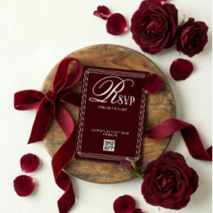 Cartons Réponse Mariage Luxueux Rouge Vin