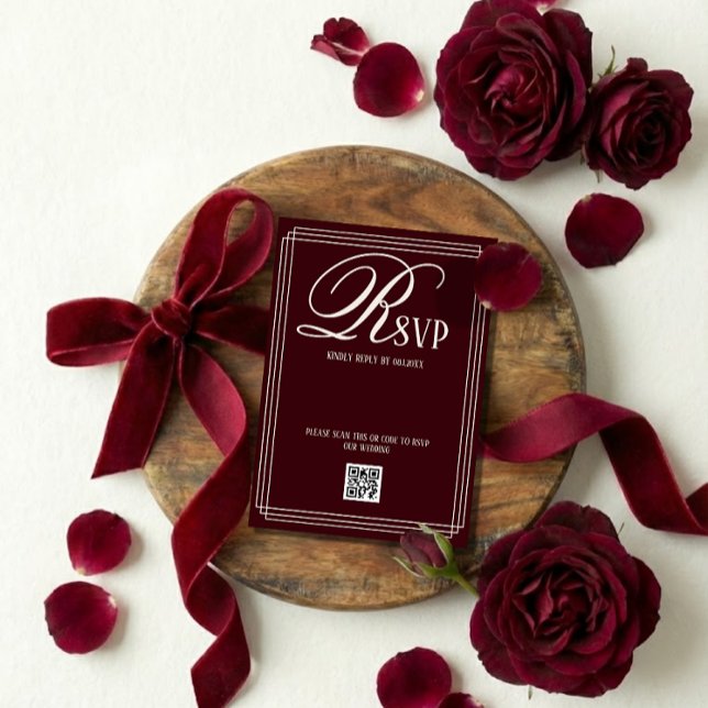 Cartons Réponse Mariage Luxueux Rouge Vin (Créateur téléchargé)
