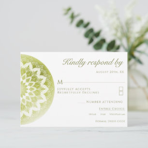 Cartons Réponse Mariage Mandala Vert Dentelle