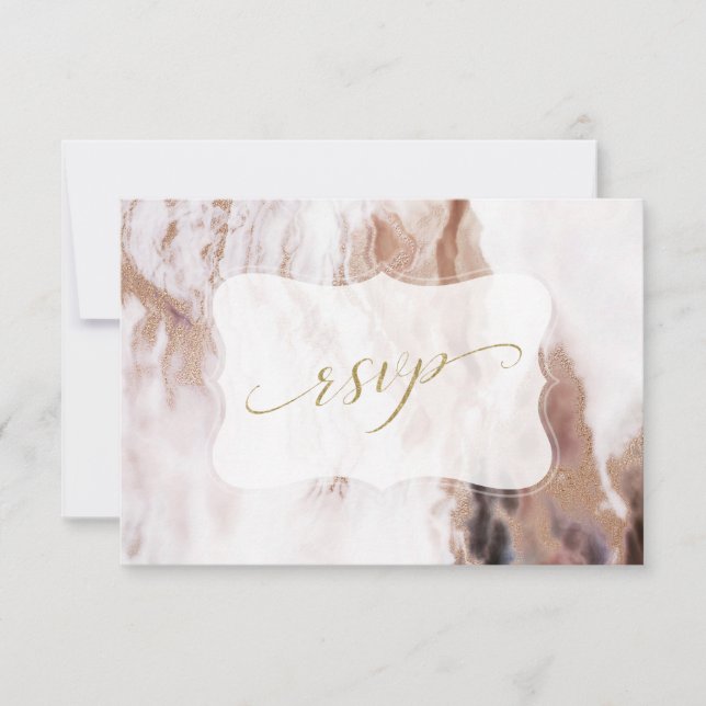 Cartons Réponse Mariage Marbre Violet Luxe Aurum (Devant)