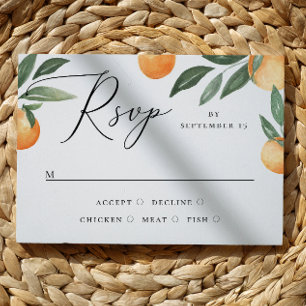 Cartons Réponse Mariage Méditerranéen Citrus   Orange Aquarelle 