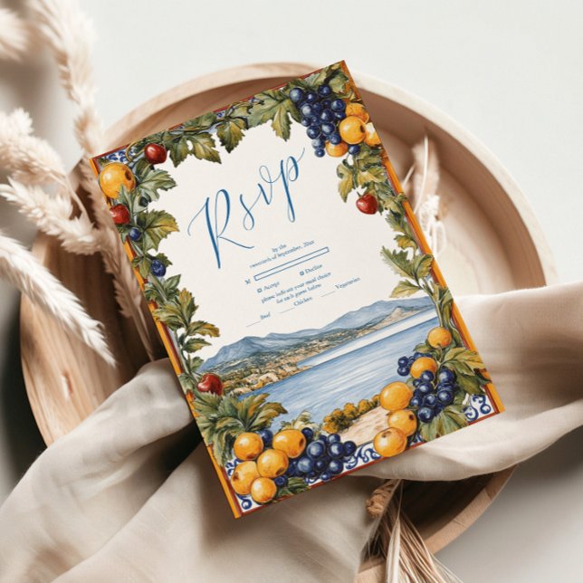 Cartons Réponse Mariage méditerranéen illustré (Créateur téléchargé)