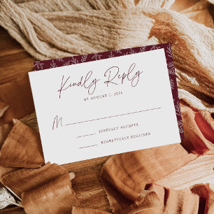 Cartons Réponse Mariage Merlot Botanique Minimaliste Moderne