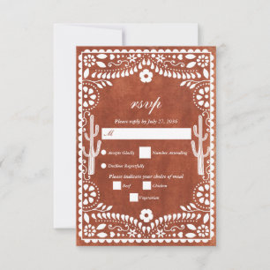 Cartons Réponse Mariage mexicain en papier découpé terracotta marr