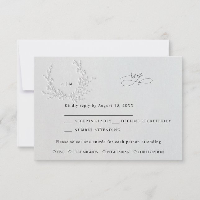 Cartons Réponse Mariage minimal en coton avec débossage aveugle fa (Devant)