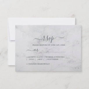 Cartons Réponse Mariage minimal noir noir de script chic