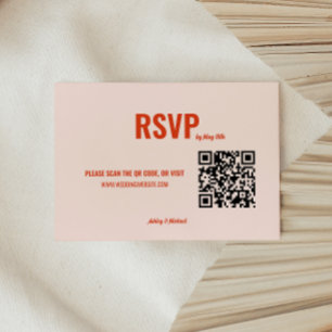 Cartons Réponse Mariage minimaliste au code QR pêche rétro