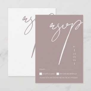 Cartons Réponse Mariage Minimaliste Aubergine Typographie Script