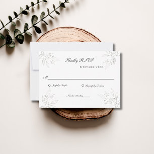 Cartons Réponse Mariage minimaliste aux feuilles grises argentées