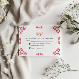 Cartons Réponse Mariage minimaliste aux fleurs orange Talavera mex