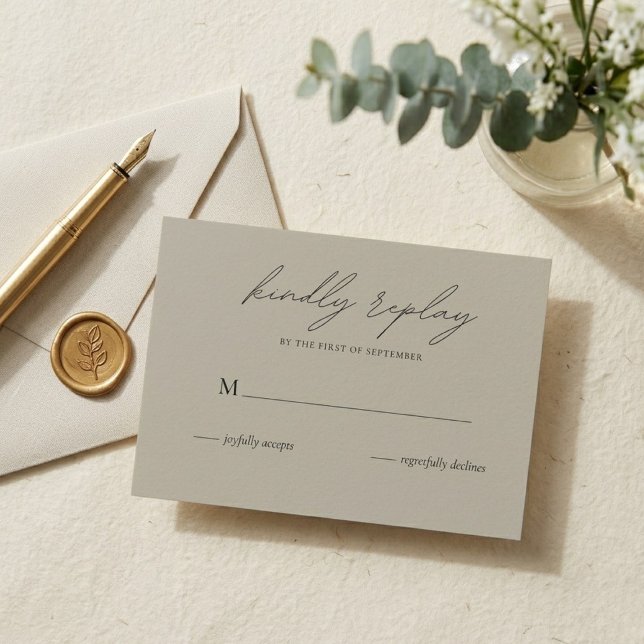 Cartons Réponse Mariage Minimaliste Beige (Créateur téléchargé)