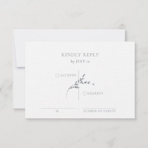 Cartons Réponse Mariage minimaliste blanc et argent