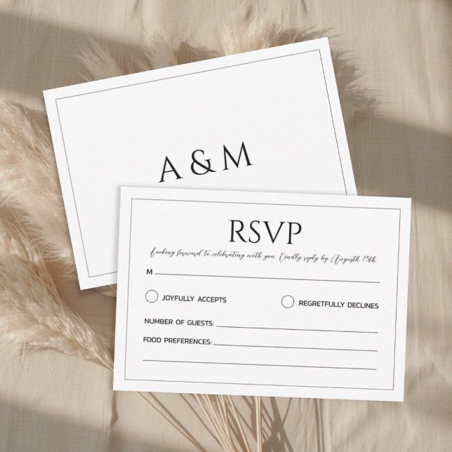 Cartons Réponse Mariage minimaliste blanc moderne (Créateur téléchargé)