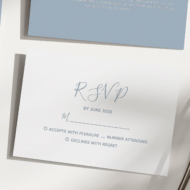 Cartons Réponse Mariage Minimaliste Bleu Poussiéreux (Créateur téléchargé)