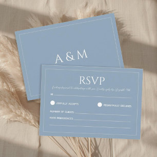 Cartons Réponse Mariage minimaliste bleu poussiéreux moderne