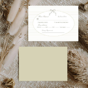 Cartons Réponse Mariage minimaliste chic vert à rayures