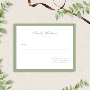 Cartons Réponse Mariage Minimaliste Classique avec Bordure Vert Sa