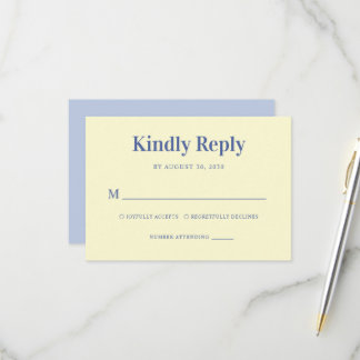 Cartons Réponse Mariage minimaliste côtier bleu et jaune