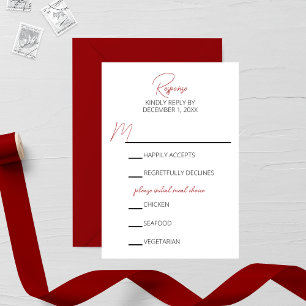 Cartons Réponse Mariage minimaliste de carnation rouge