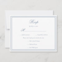 Mariage Minimaliste Élégant Cadre Bleu Poussiéreux