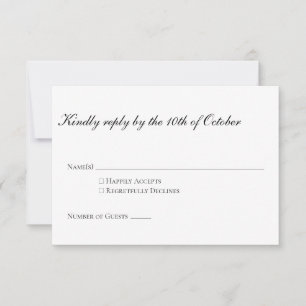 Cartons Réponse Mariage Minimaliste Élégant Noir Blanc