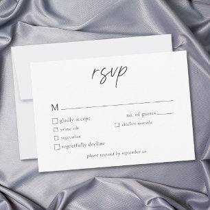 Cartons Réponse Mariage Minimaliste Élégant Noir et Blanc