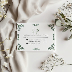 Cartons Réponse Mariage minimaliste floral vert Talavera mexicain
