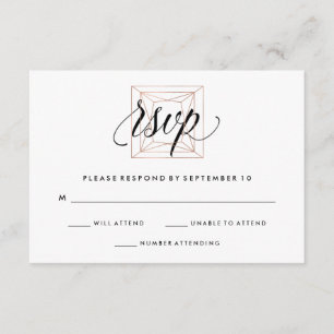 Cartons Réponse Mariage minimaliste géométrique moderne en diamant