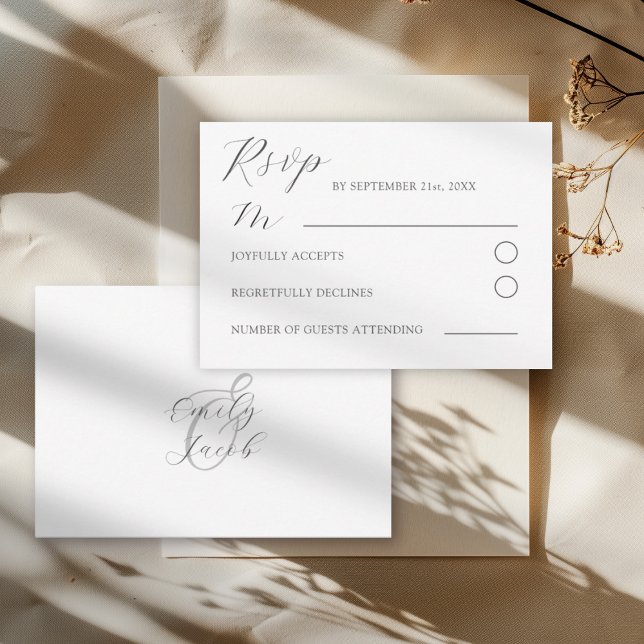 Cartons Réponse Mariage Minimaliste Gris & Blanc (Créateur téléchargé)