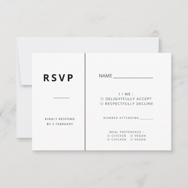 Cartons Réponse Mariage minimaliste moderne (Devant)