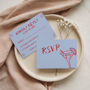 Cartons Réponse Mariage Minimaliste Moderne à Typographie Rouge