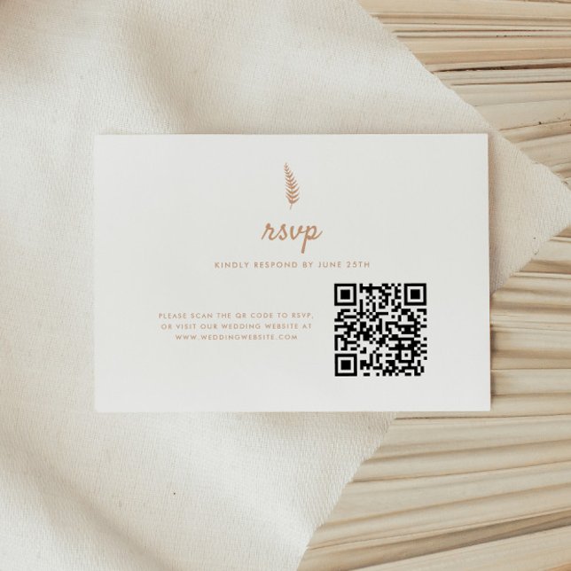 Cartons Réponse Mariage minimaliste moderne avec code QR feuille b (Créateur téléchargé)