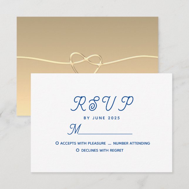 Cartons Réponse Mariage Minimaliste Moderne Bleu (Devant / Derrière)