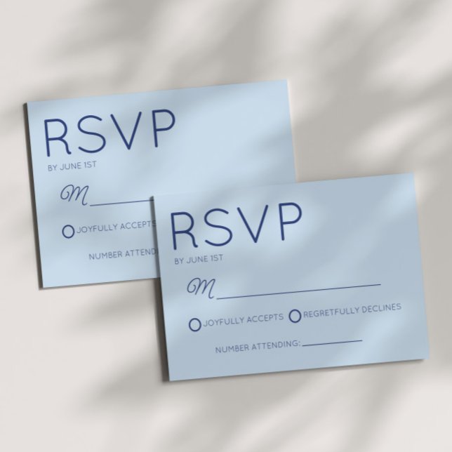Cartons Réponse Mariage Minimaliste Moderne Bleu (Créateur téléchargé)