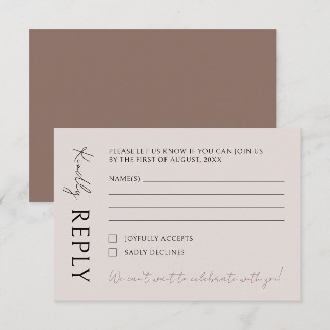 Cartons Réponse Mariage minimaliste moderne Boho (Devant / Derrière)