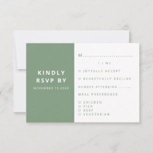 Cartons Réponse Mariage minimaliste moderne élégant Sage Green