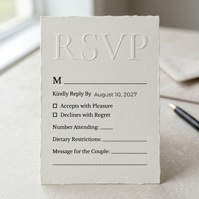 Cartons Réponse Mariage minimaliste moderne gaufré (Créateur téléchargé)
